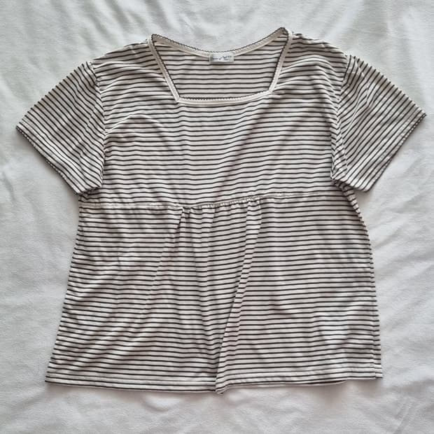 빈티지 모리걸 하구미 스트라이프 티셔츠