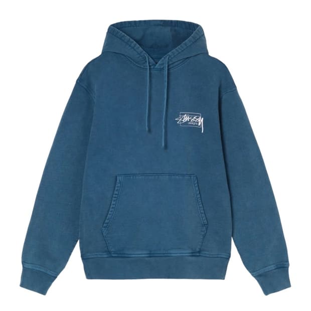 스투시 다이드 워싱 후드티 블루 L