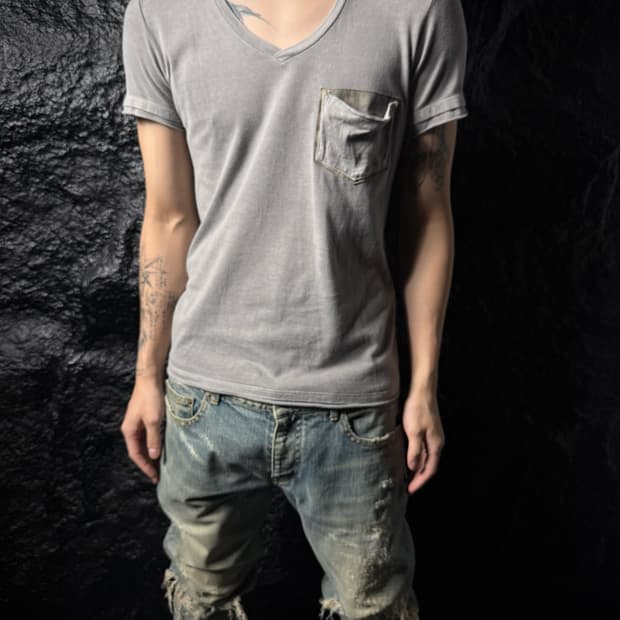 wjk Camouflage Pocket V-Neck T-Shirt
