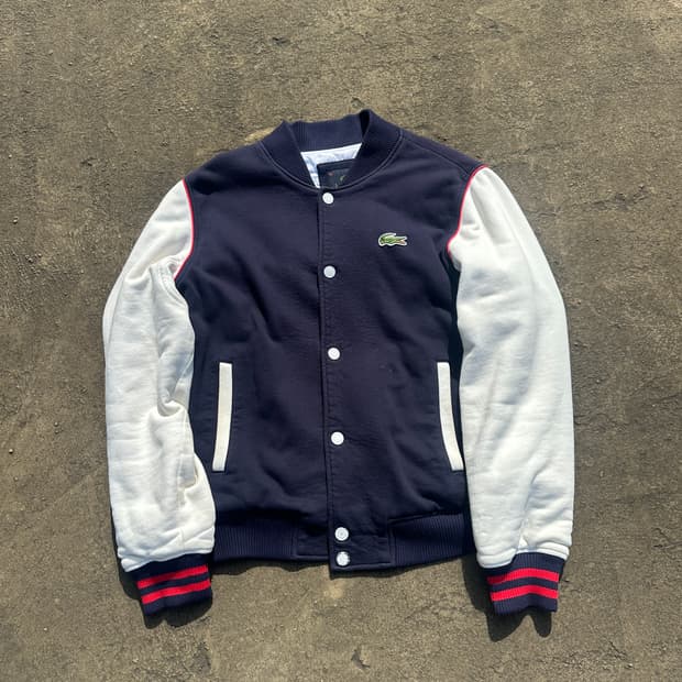 라코스테 네이비 베이스볼 바시티 자켓 