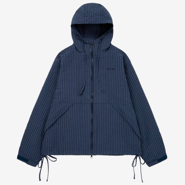 아캄 체크패턴 후드자켓 네이비
