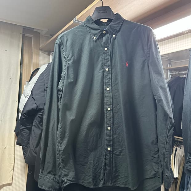 L 폴로랄프로렌 가먼트다이 옥스포드셔츠 블랙