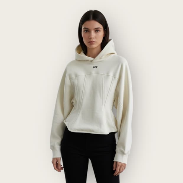 M/ 오프화이트 밑단크롭 후드티