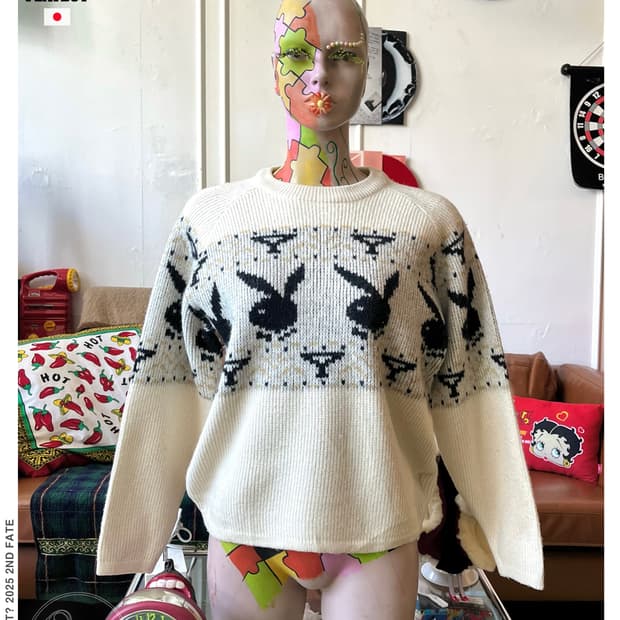 1990s Playboy Bunny Pattern Wool Sweater
