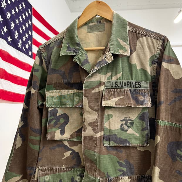 빈티지 US Army 미군 해병대 우드랜드 카모 셔츠 자켓 (XS)