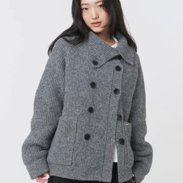 미세키서울 더블 버튼 볼드 니트 그레이