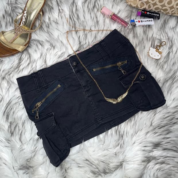 Moussy 블랙 카고 스커트 치마