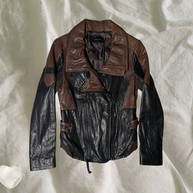 Leather . 믹스컬러 스터드 램스킨 자켓