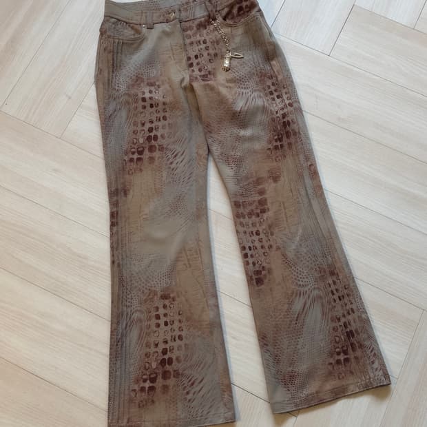[GK] mixed pattern boot cut poly pants