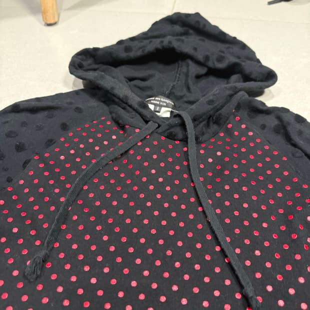 2011 꼼데가르송 레이어드 폴카 닷 후드티 스웨터