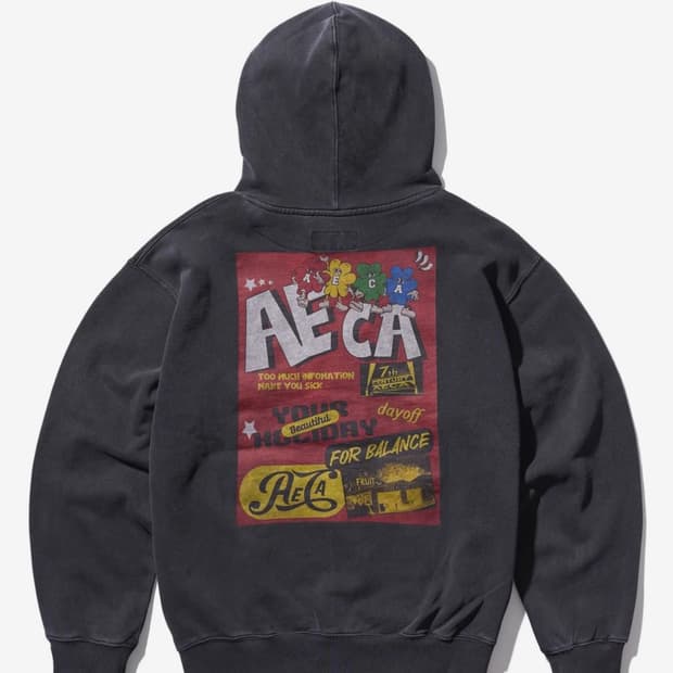AECA 에이카 빈티지 프린팅 후드티 그레이