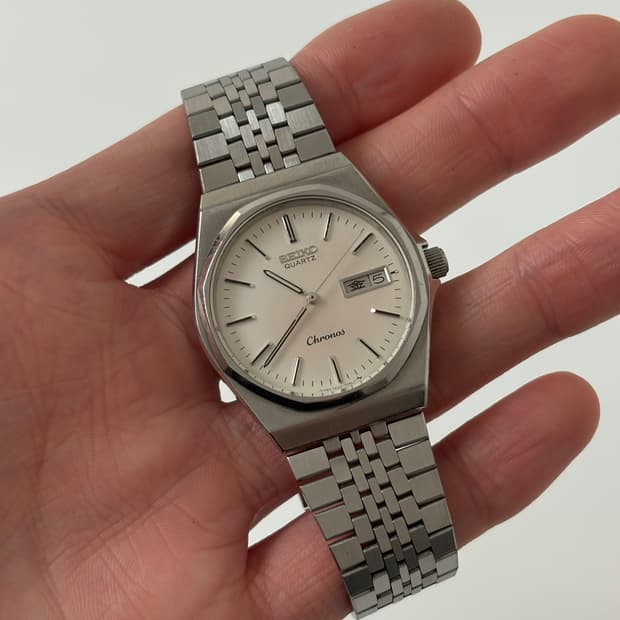 세이코 1980년대 Chronos 실버 쿼츠 남성 