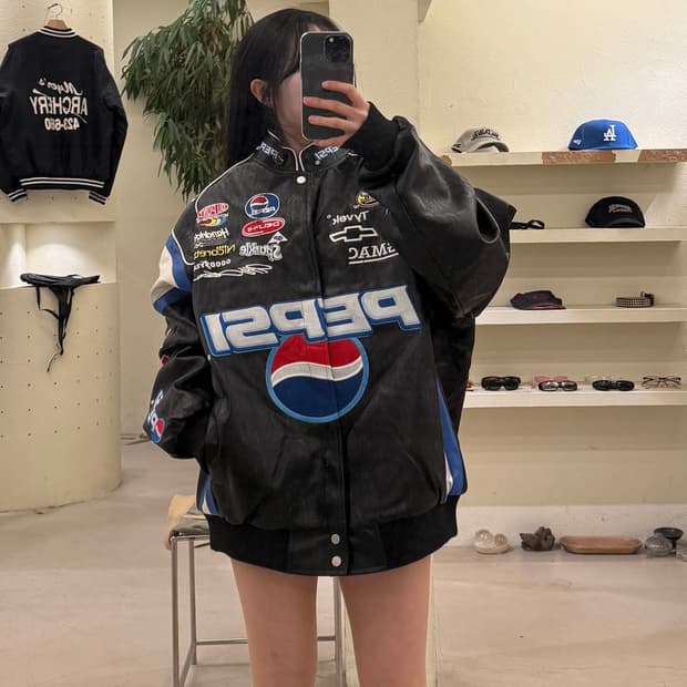 빈티지 펩시 레이싱팁 레더 자켓 U323