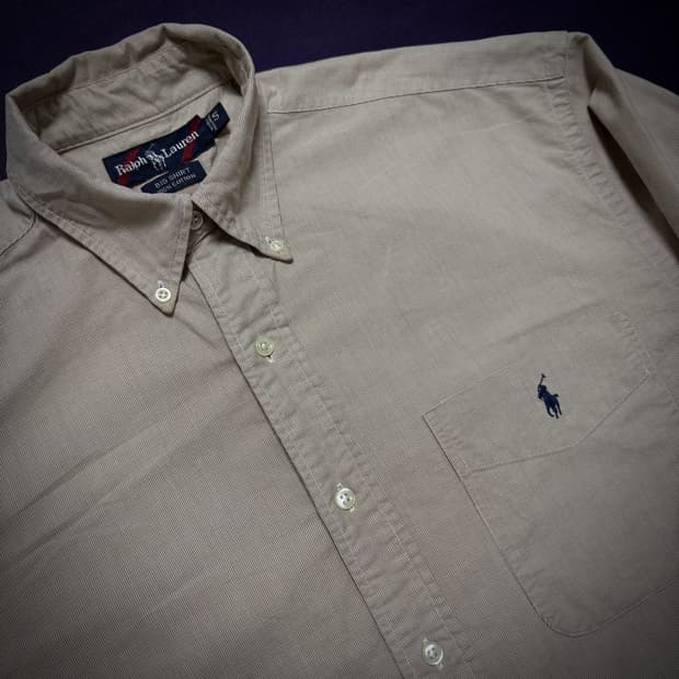 90s Ralph Lauren Big Shirt Beige Cotton