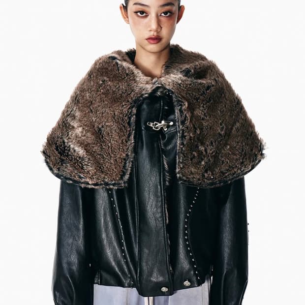 YEEL FOLD-OUT HOODIE SHAWL FUR JACKET