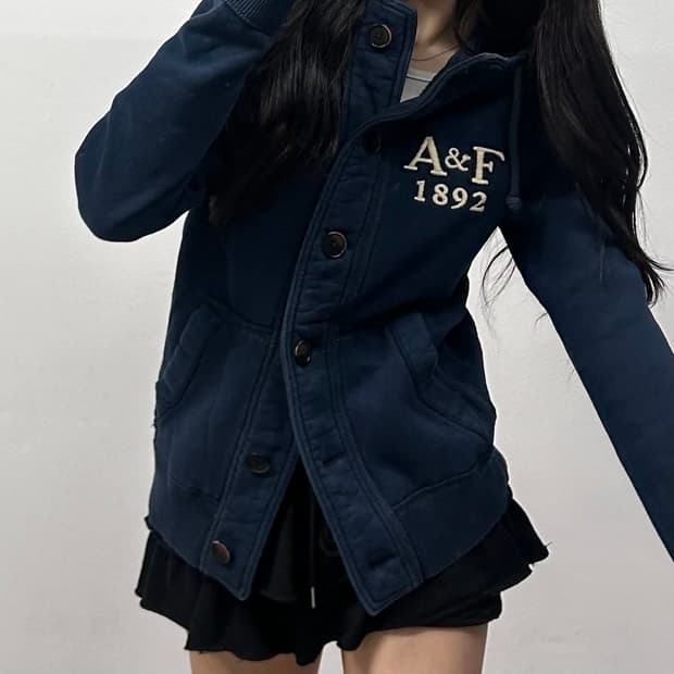 아베크롬비 y2k 올드스쿨 스냅 후드 자켓 져지(S)