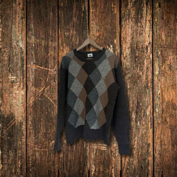 라코스테 메이드 인 재팬 아가일 울 니트