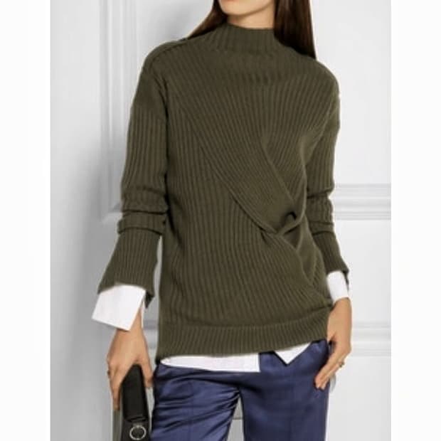 랙앤본 메리노울 모크넥 트위스트 니트