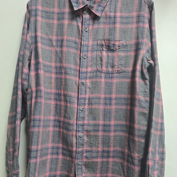 버커루 린넨 체크 셔츠 L