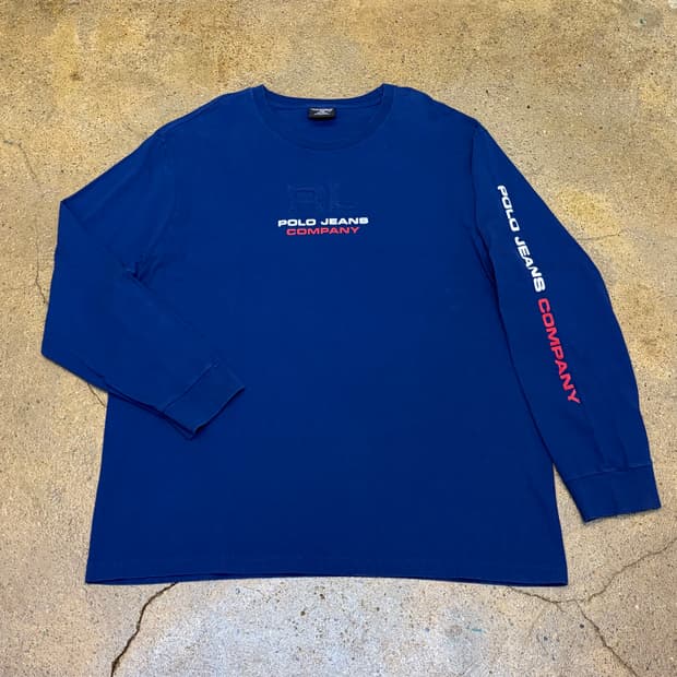 새상품급 90s 미국 빈티지 폴로랄프로렌 폴로진 롱슬리브 긴팔티 