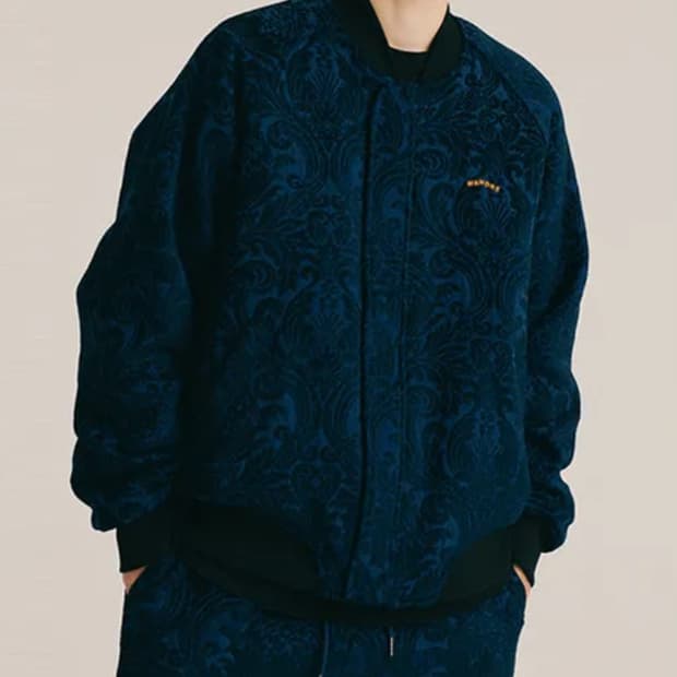 (M)위켄더스 플로럴 자카드 봄버 셋업 네이비