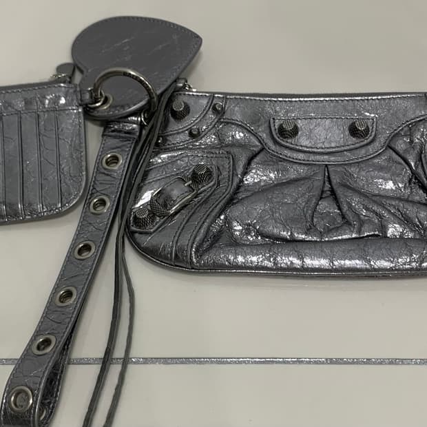 발렌시아가 르카골 미니 멀티 파우치 클러치백 가방 실버