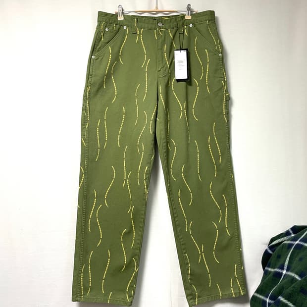새상품) LMC 엘엠씨 프린팅 카펜터 트윌코튼 워크팬츠 데님팬츠. 그린