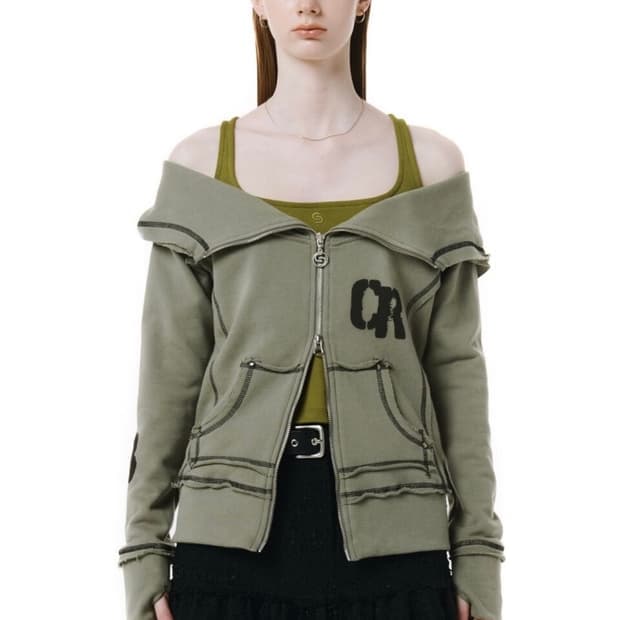 세릭 오프숄더 후드집업