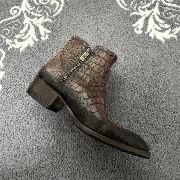 Jo Ghost Crocodile Pattern Ankle Boots