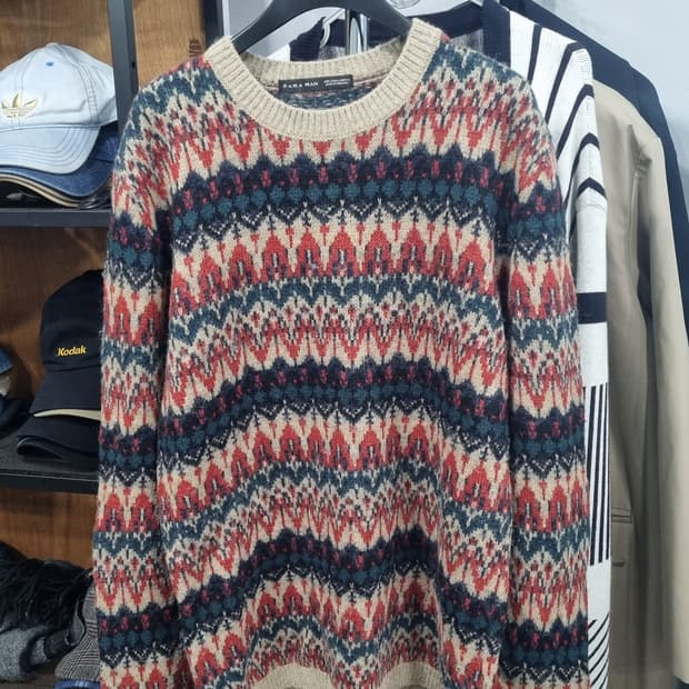 크리스마스템)) 자라맨 알파카 울혼방 무늬니트 100size