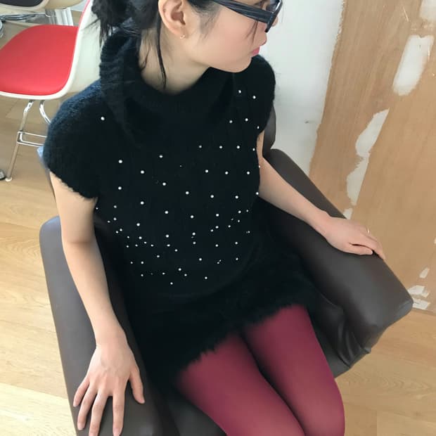 wool beaded half knit