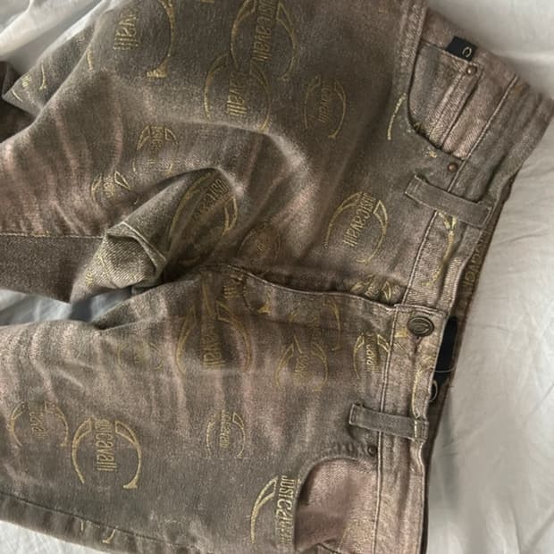 justcavali pink gray washed pants