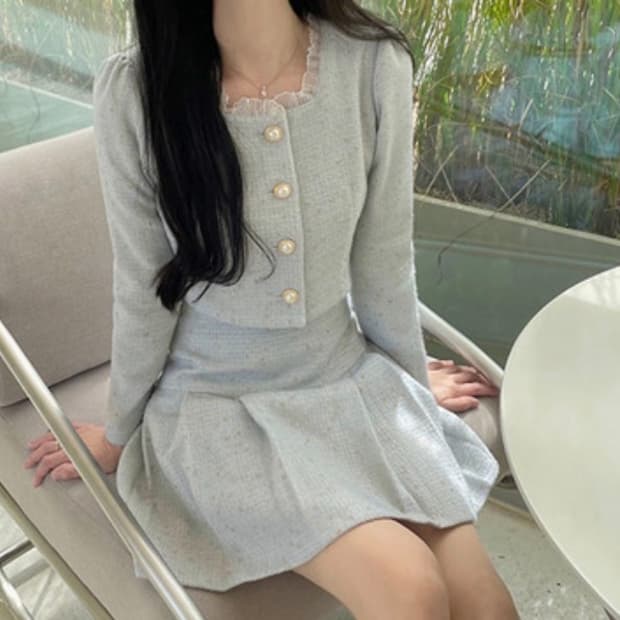 유어페이브 비쥬 트위드 자켓 스커트 투피스 세트 소라 m
