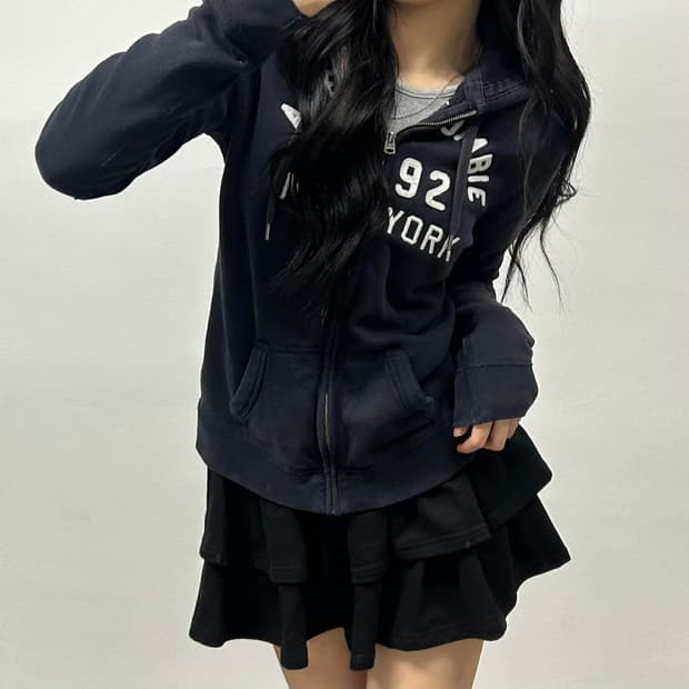 아베크롬비 y2k 여리핏 블랙 걸즈 대장급 후드집업 희귀져지(M)