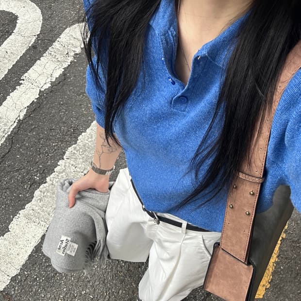 릿킴  SOFTER COLLAR KNIT 블루