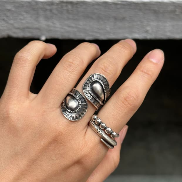 Teardrop Geometric Engraved Open Karen S
