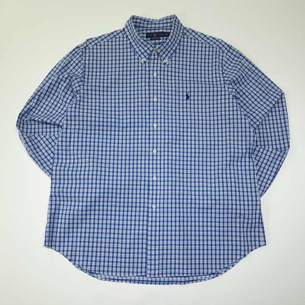 CL401 2XL 폴로 나일론 마이크로체크 블루 셔츠 남방