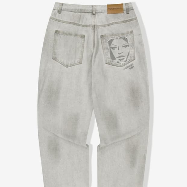 위캔더스 FACE DENIM PANTS (s.gray) M