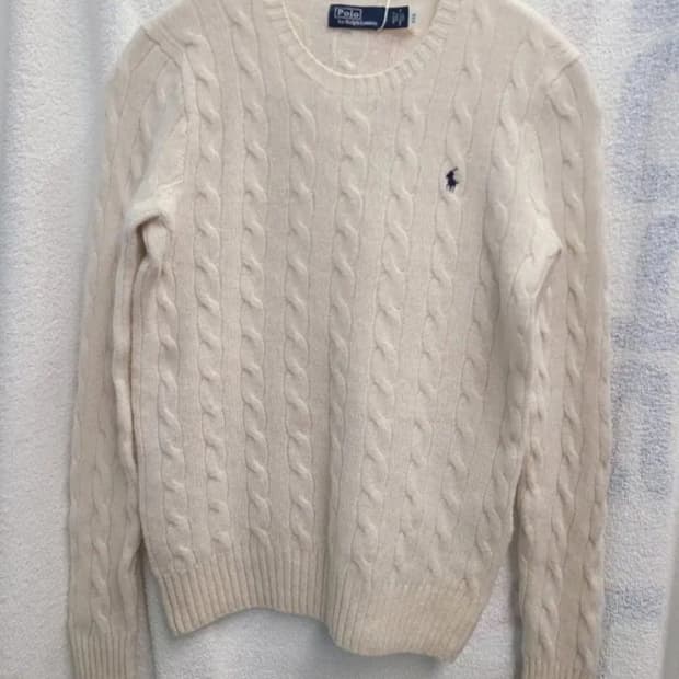 폴로랄프로렌 캐시미어 아이보리 니트 S