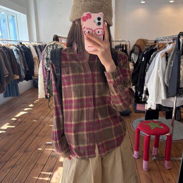 폴로 레드 체크 셔츠