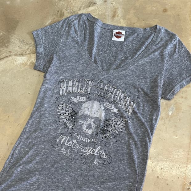 할리데이비슨 여성용 스컬 반팔티셔츠