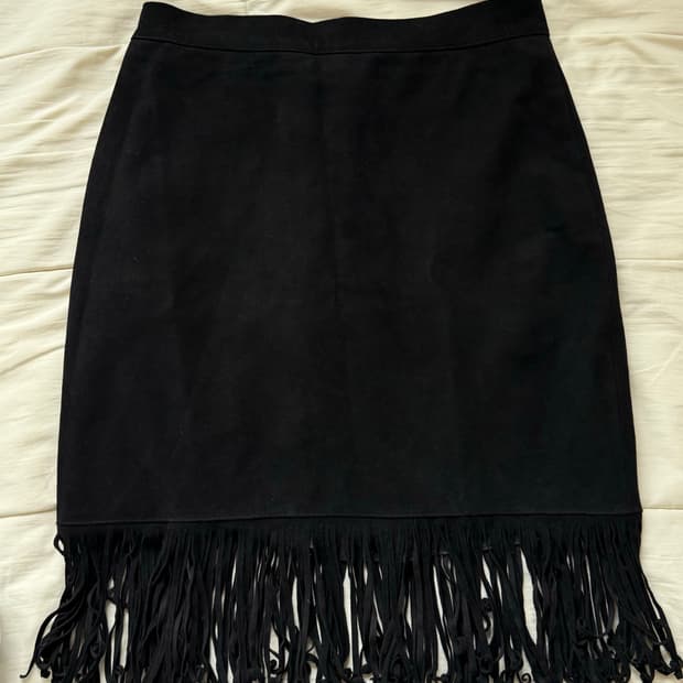 벨벳 미디 프린지 스커트 