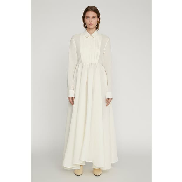 질샌더 셔링 플리츠 셔츠 드레스