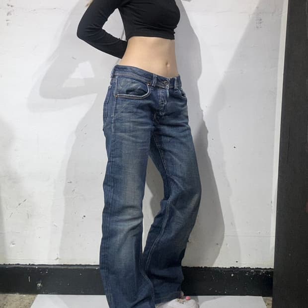 디젤 중청 와이드 데님 팬츠 29