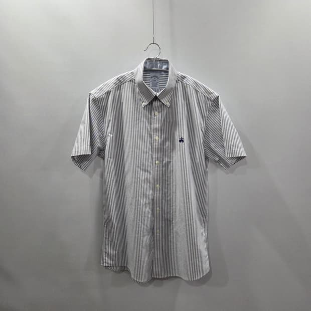 브룩스브라더스 버튼다운 스트라이프 옥스포드 반팔셔츠 S