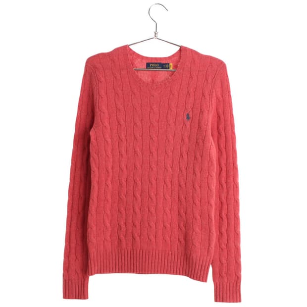 우먼XS 폴로 캐시미어울 케이블 니트