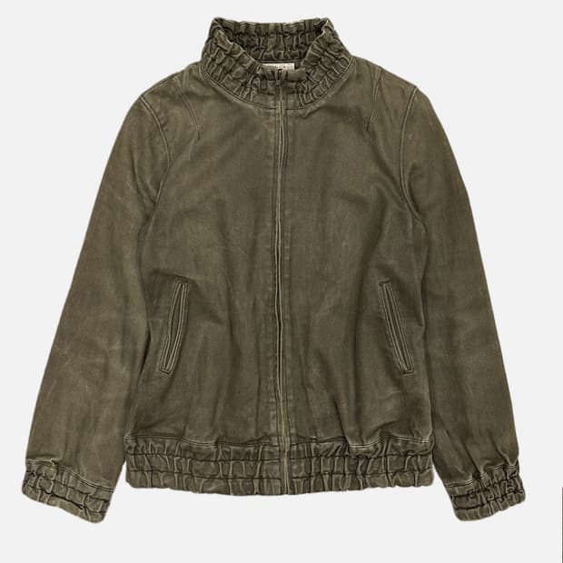 washed khaki gathered jacket