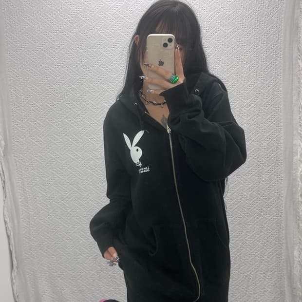 아임낫어휴먼비잉X플레이보이 올드스쿨 키치 후드집업 L C07921