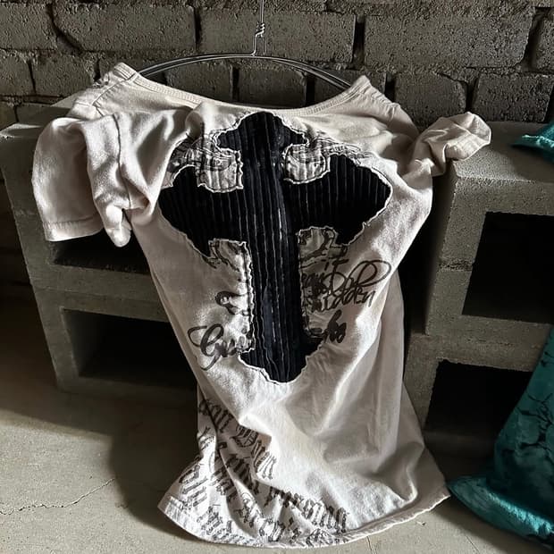 shop502 십자가 해골 반팔 펑크 