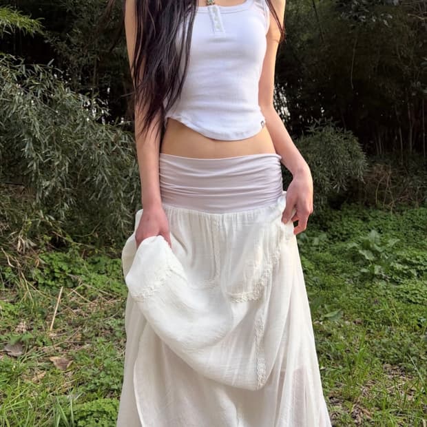 어스지구 FOREST LONG SKIRT (WHITE) 